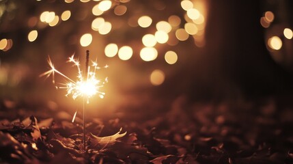 Sparkler Glowing in Warm Atmosphere