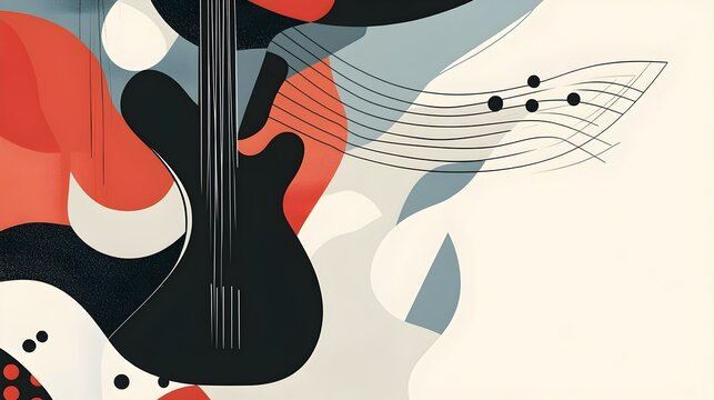 Vibrant Minimalist Bossa Nova Music Composition with Geometric Shapes and Patterns