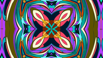 Colorful symmetrical abstract kaleidoscope background pattern for summer 