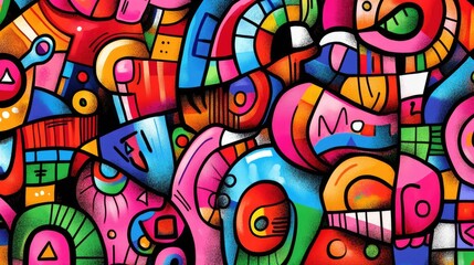 Obraz premium Colorful Abstract Graffiti Art on a Wall