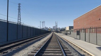 Obraz premium Expansive View of Railway Tracks and Urban Landscape