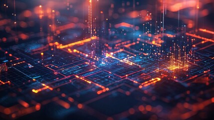 Obraz premium Exploring the Intricacies of Digital Landscapes A Journey Through Modern Data Visualization and Technology Innovations