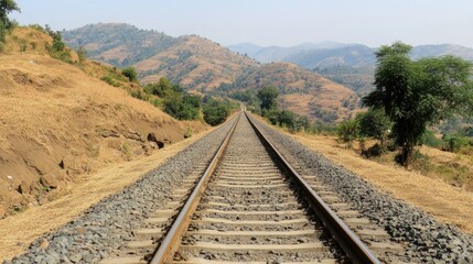 Obraz premium Scenic View of Parallel Railway Tracks in Nature