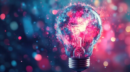 Light Bulb Pink Blue Background