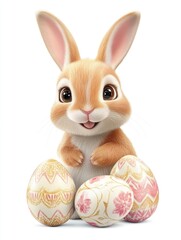 Easter Bunny with Decorated Eggs