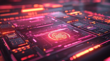 Fototapeta premium Exploring Futuristic Digital Interfaces A Dive into Neon-Lit Technology and Visual Innovation