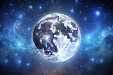 Fototapeta premium Fantasy full moon with stars in background