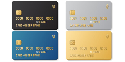 Credit plastic card with emv chip. Contactless payment. NFC bank card.