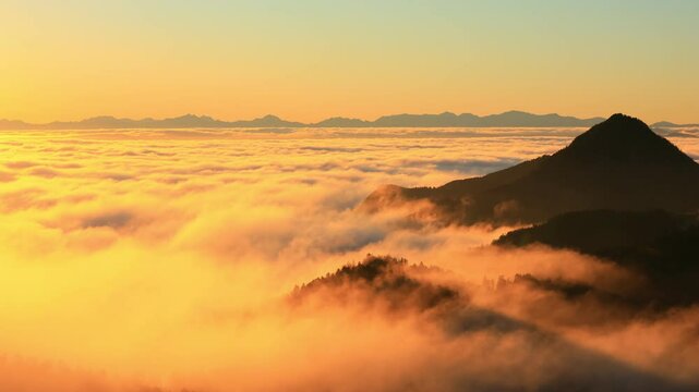 sunset over the mountains, time lapse