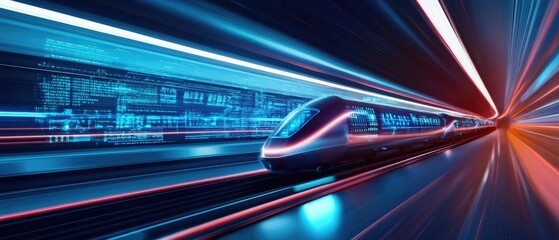 Fototapeta premium Futuristic Transport Station with High-Speed Trains