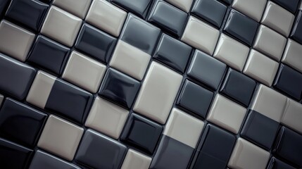 Fototapeta premium Modern Glossy Tile Wall Design in Grid Pattern