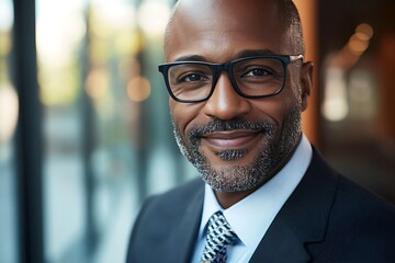 Naklejka premium Close-up Corporate Headshot of Executive with Confident Expression