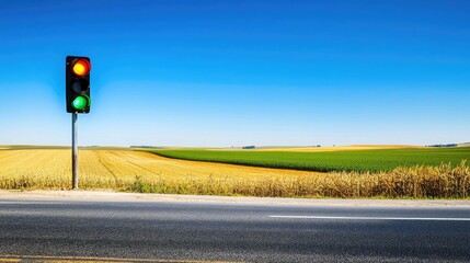 Green Traffic Light at Rural Intersection