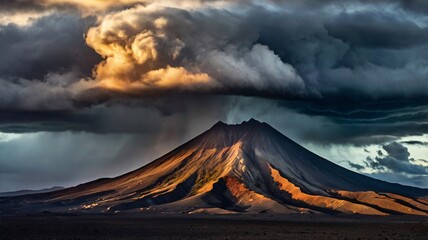 Molten Lava Illuminates a Dramatic Volcanic Eruption.