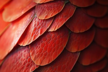 Obraz premium Red Bird Feathers Close Up