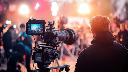 Filmmaker Directing a Scene on Set with Cameras