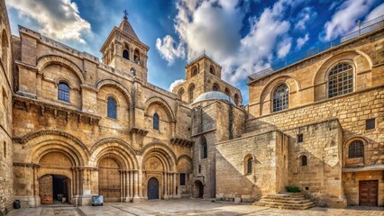 Fototapeta premium Detail of the church of the holy sepulchre with forced perspective