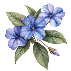 Fototapeta premium Detailed Illustration of Vinca Flower with Five Petals