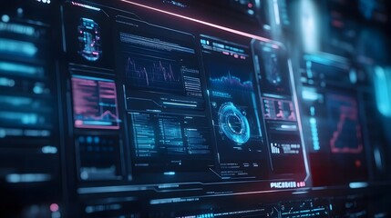 Fototapeta premium Futuristic Investment Portfolio Showcasing Cutting Edge Innovations and Holographic Displays