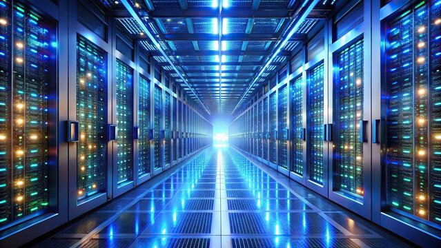 Dynamic supercomputer powering up in macro view