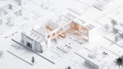 A 3D architectural model showcasing a modern house design.