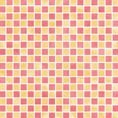 四角柄の背景、タイル、格子状、ポップな背景素材、水彩カラー、正方形サイズ
