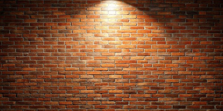 Empty brick wall background illuminated by high angle spotlight