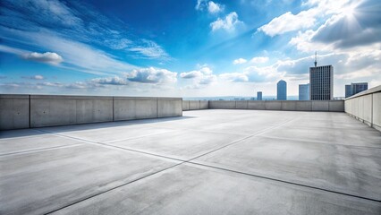 Fototapeta premium Empty concrete rooftop floor with blue sky background