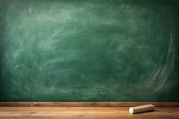 Empty dark space chalk rubbed out on green chalkboard background in wide angle