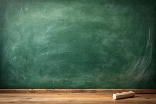 Empty dark space chalk rubbed out on green chalkboard background in wide angle