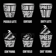 Coffee menu style font drawing with whitecolor on the blackboard.