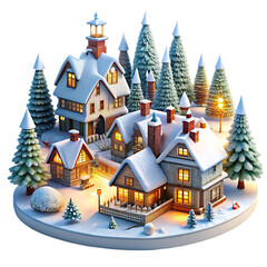 Obraz premium Village christmas illustration