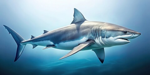 Naklejka premium Large predatory marine shark white in color seen from the side Panoramic