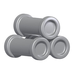 3D Construction Pipes Icon with Transparent Background