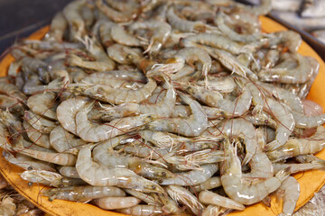 Close-up view of fresh shrimp on plate