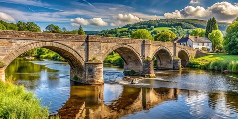 Obraz premium Close-up of the bridge over the River Wye in Builth Wells, Wales, UK