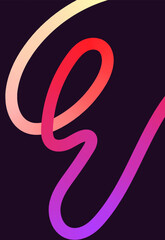 Obraz premium Neon Color Gradient squiggle lines. Scribble stripe with wavy elements. Abstract organic dynamic colorful Shapes on dark background.
