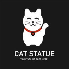 Minimalist logo featuring a cat statue illustration. Suitable for businesses, shops, or companies that want to convey a positive, friendly, and good luck impression.