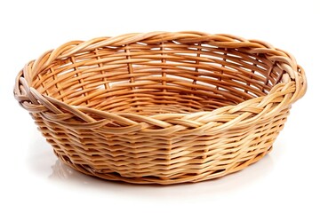 Close-up of white wicker basket without handle