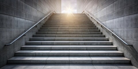Obraz premium Leading lines grey theme photography scene with stairs and sunlight