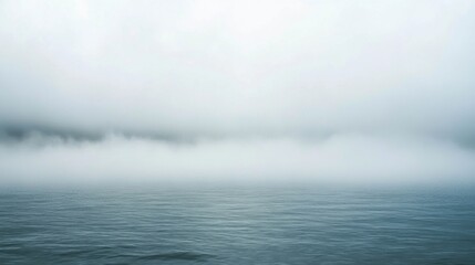 Foggy Day at Sea,  Dramatic Seascape with Mist and Water