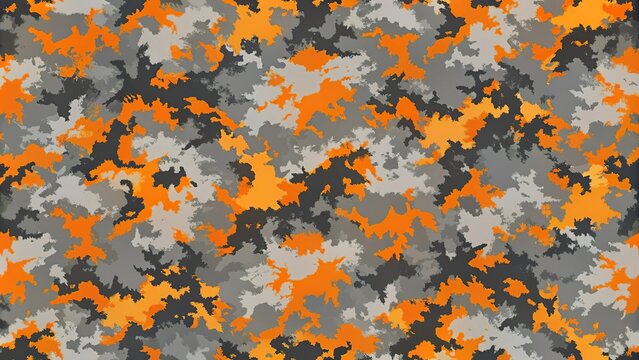Leading lines modern abstract grey and orange camo pattern with grunge style aesthetic seamless repeatable background