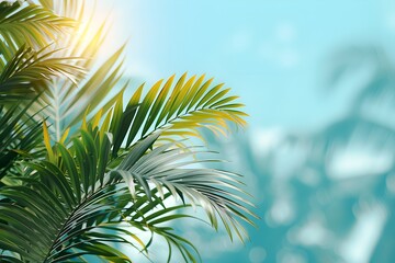 Obraz premium The sun shines through the leaves of a palm tree