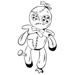illustration of cursed doll hand draw.