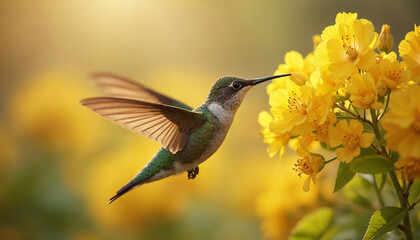 Fototapeta premium Broad Billed Hummingbird. Using different backgrounds the bird becomes more interesting and blends with the colors