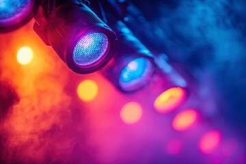 Stage Lights with Colorful Bokeh and Smoke