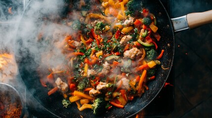 Colorful Stir-Fry with Fresh Vegetables and Chicken