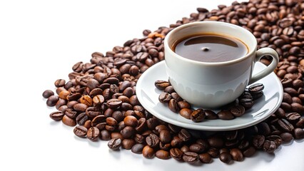 Fototapeta premium close-up shot of coffee cup with beans