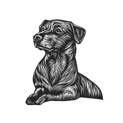 Obraz premium Black Dog in Elegant Detailed Illustration