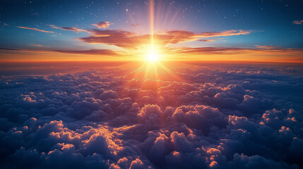 Fototapeta premium 雲海を照らす夕日